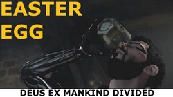 Cinématique cachée dans le jeu Deus Ex Mankind Divided où Jensen boit un verre de Whiskey.