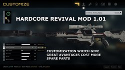 More machine parts are now necessary to customize the weapons (Mod Hardcore Revival 1.01 for Deus Ex Mankind Divided).