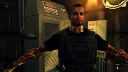 Vue de près de Jaron Namir, le 3ème Boss du jeu (c'est la version de son modèle 3D où il porte un gilet pare-balles et qui est utilisé uniquement dans la cinématique d'intro).