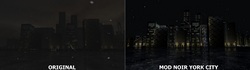 Le mod Noir York City remplace certaines textures de Max Payne 1, par exemple ici la rivière Hudson gelée réfléchit la lumière des bâtiments de New York.