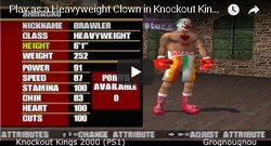Jouer avec un clown est possible dans le jeu vidéo Knockout Kings 2000.