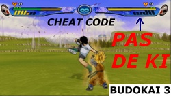 Quand ce code est actif, le joueur 1 ou 2 n'aura pas de ki du tout durant le combat.