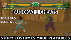 This code for Budokai 1 makes the Story mode costumes playable in 1 Vs 1 matches.