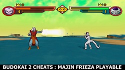 Majin Frieza playable in the EU and US versions of Budokai 2 (Cheat codes).