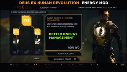 Changement de l'arbre technologique de l'augmentation "Energie" dans le jeu Deus Ex Human Revolution (Mod).