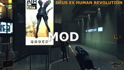 La visée laser et 3 bonus de rechargement ajoutés au fusil expérimental P.R.I.M.E dans le jeu Deus Ex Human Revolution (Mod).