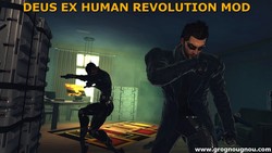 Yelena Federova utilise le Typhoon contre le joueur dans l'appartement de Seurat (Mod de Deus Ex Human Revolution).