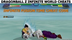Unlimited fusion time cheat code for the game Dragonball Z Infinite World.