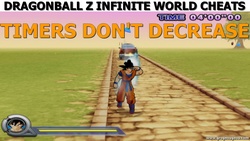 Code pour Dragonball Z Infinite World qui désactive le chronomètre des missions du mode Histoire.