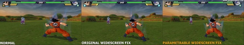 Autre image d'illustration de ce patch correctif écrans larges pour Tenkaichi 3 avec Goku et Cooler Forme Finale.
