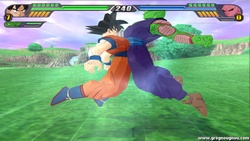Piccolo and Goku use the potaras fusion in the fighting game Dragonball Z Tenkaichi 3.