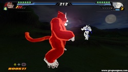 Un Oozaru SSJG rouge dans le jeu DBZ Tenkaichi 3 (Mod).