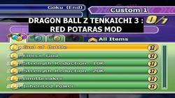 Red Potaras Mod for the game Dragonball Z Budokai Tenkaichi 3.