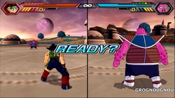 Bardock starts the fight in battle damaged outfit with a malus of 3 lifebars against Dodoria (Tenkaichi 4 Cheat Codes).